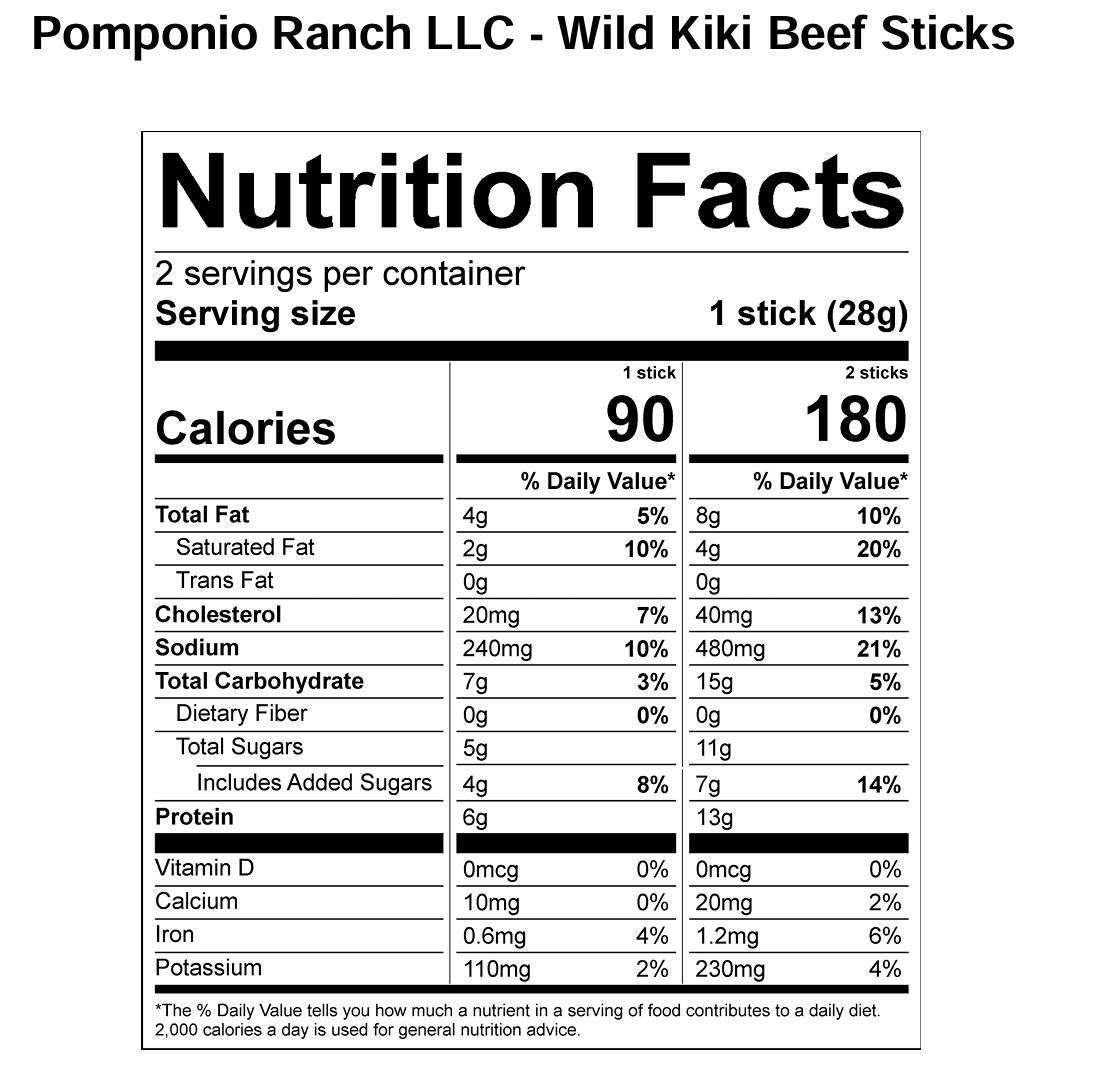 Beef Wild-Kiki Sticks – Pomponio Ranch Meat